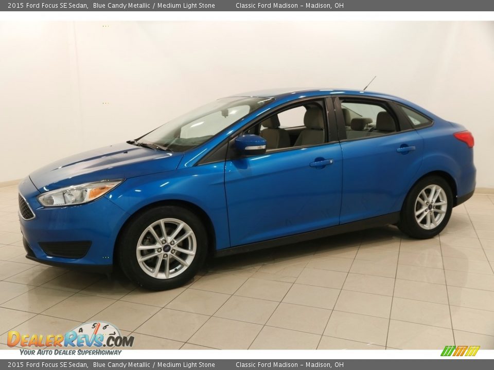 2015 Ford Focus SE Sedan Blue Candy Metallic / Medium Light Stone Photo #3