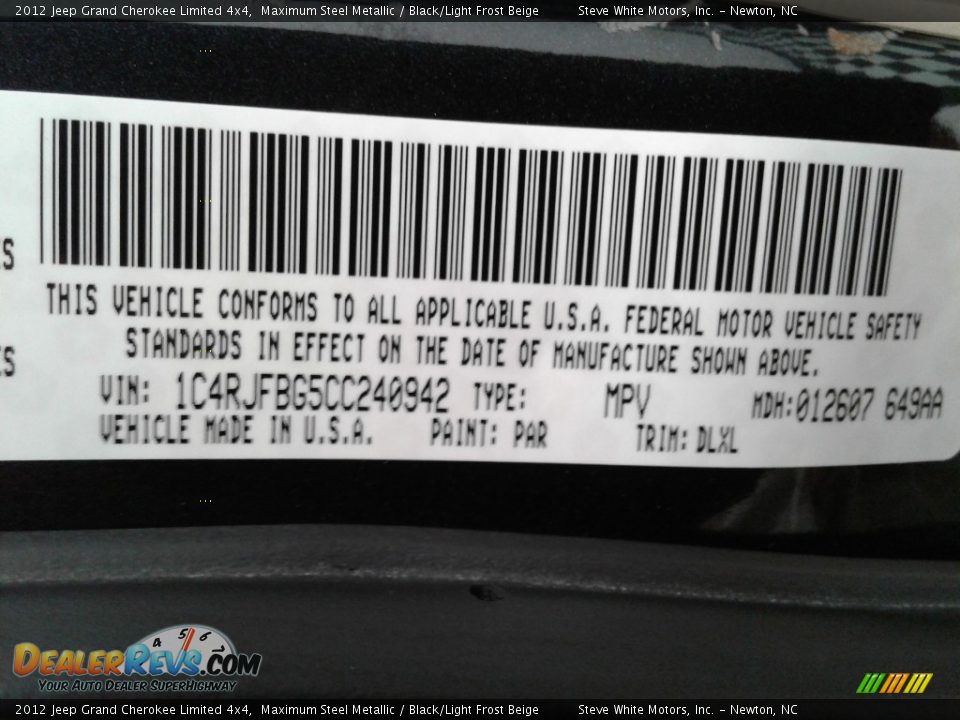 2012 Jeep Grand Cherokee Limited 4x4 Maximum Steel Metallic / Black/Light Frost Beige Photo #33