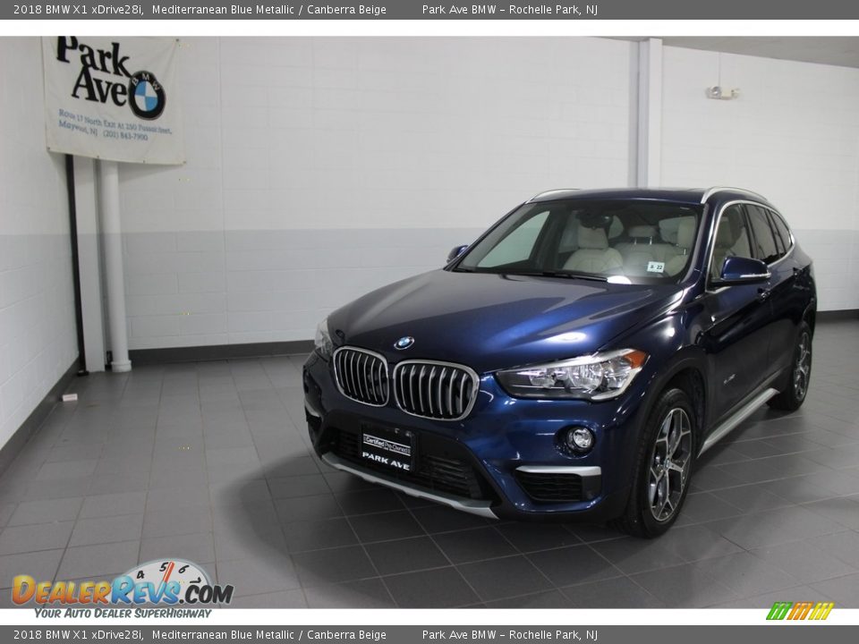2018 BMW X1 xDrive28i Mediterranean Blue Metallic / Canberra Beige Photo #1