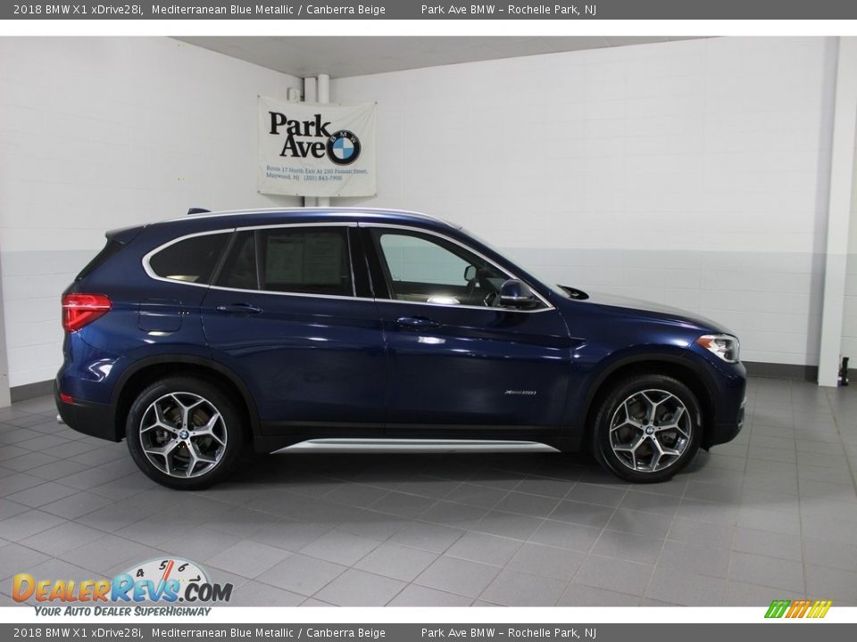 2018 BMW X1 xDrive28i Mediterranean Blue Metallic / Canberra Beige Photo #6