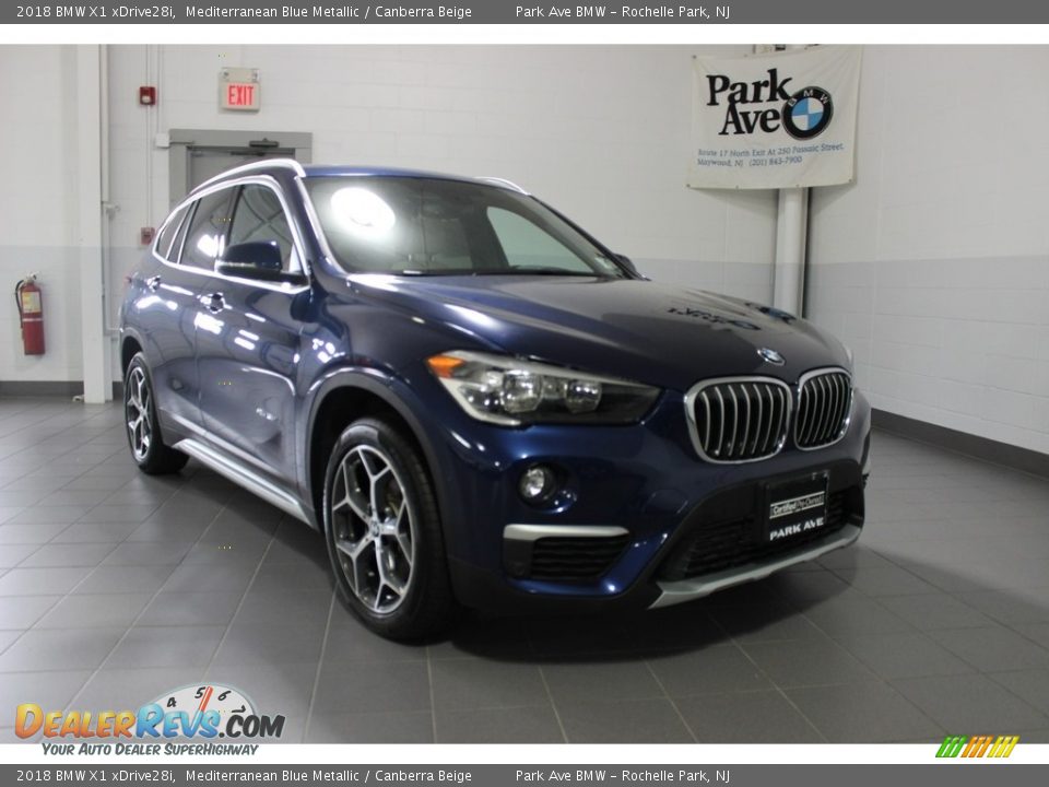 2018 BMW X1 xDrive28i Mediterranean Blue Metallic / Canberra Beige Photo #7