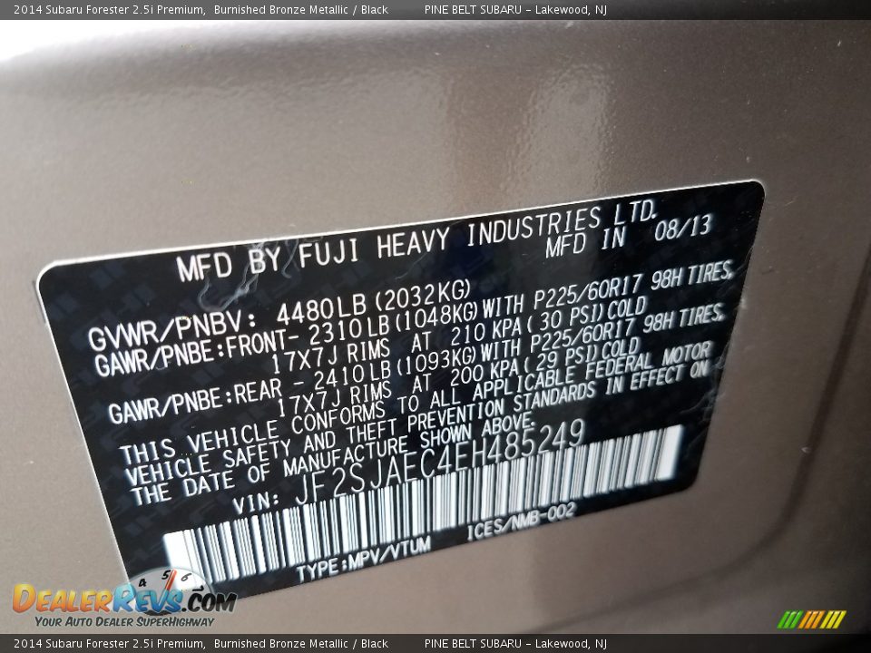 2014 Subaru Forester 2.5i Premium Burnished Bronze Metallic / Black Photo #26