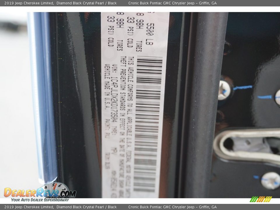 2019 Jeep Cherokee Limited Diamond Black Crystal Pearl / Black Photo #15
