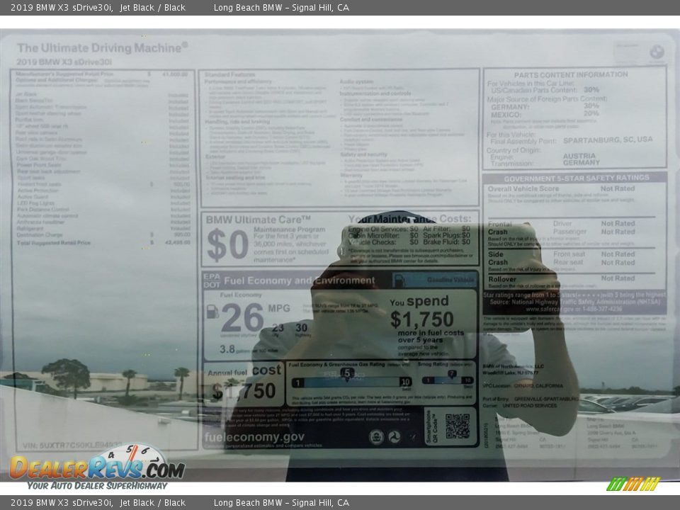 2019 BMW X3 sDrive30i Jet Black / Black Photo #10