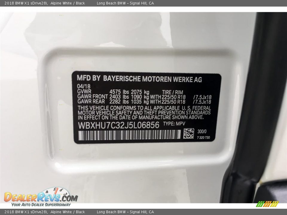 2018 BMW X1 sDrive28i Alpine White / Black Photo #11