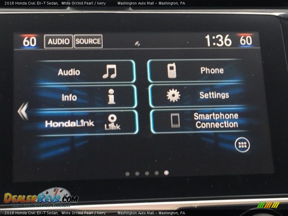 2018 Honda Civic EX-T Sedan White Orchid Pearl / Ivory Photo #17