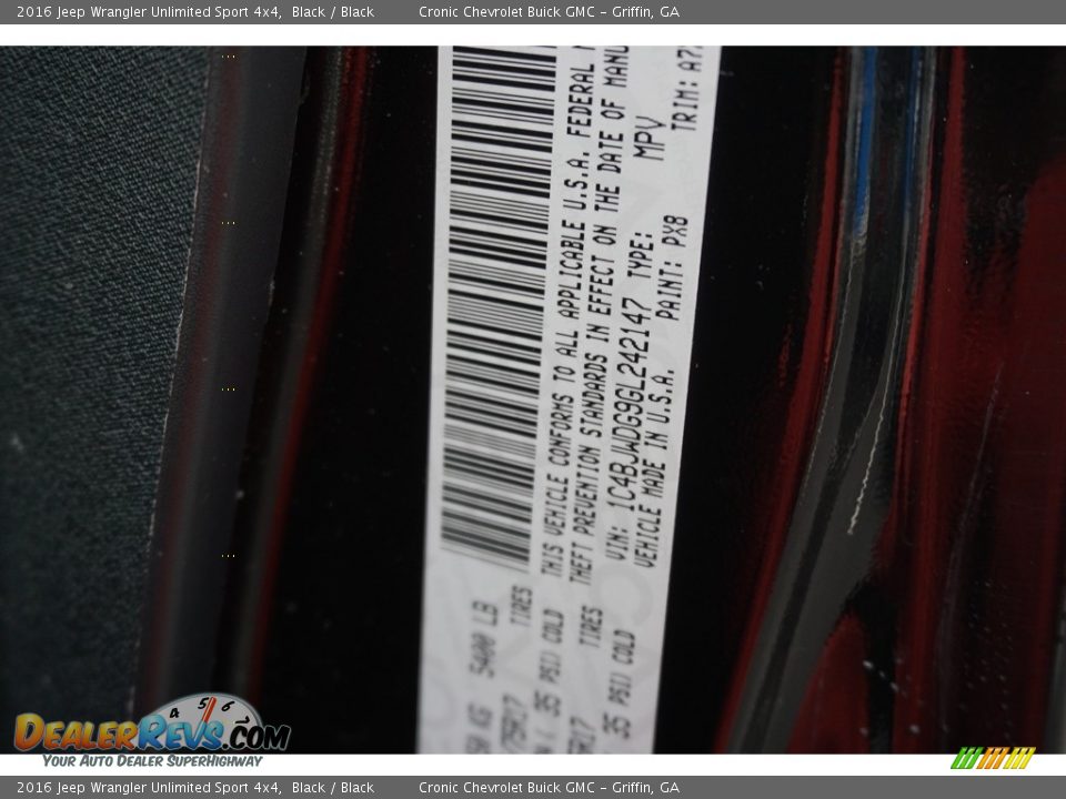 2016 Jeep Wrangler Unlimited Sport 4x4 Black / Black Photo #15