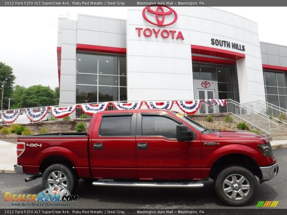 2013 Ford F150 XLT SuperCrew 4x4 Ruby Red Metallic / Steel Gray Photo #2