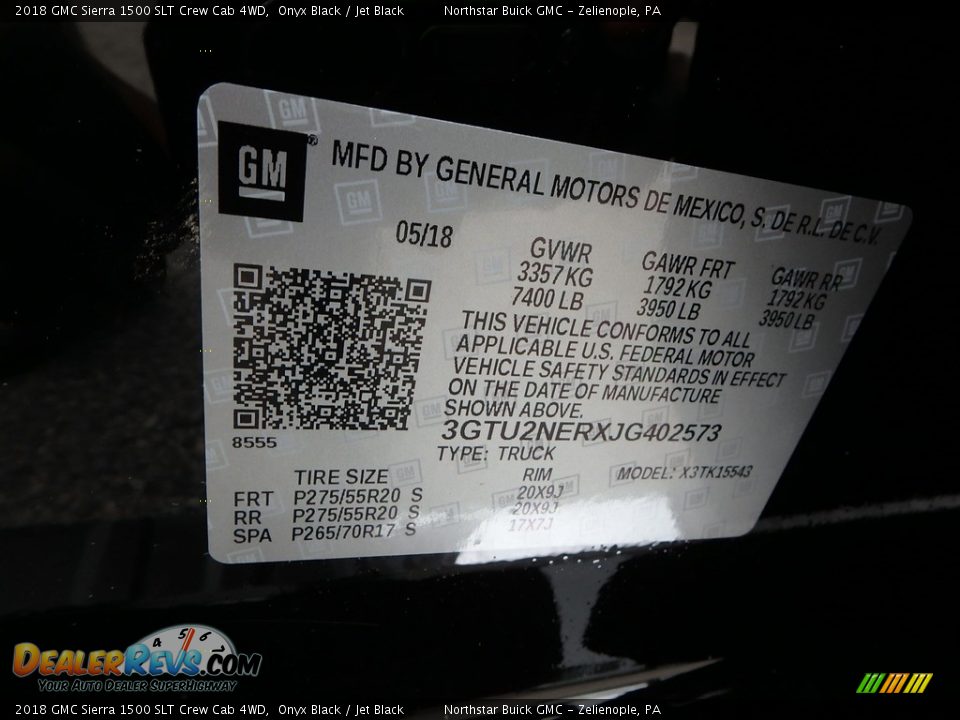 2018 GMC Sierra 1500 SLT Crew Cab 4WD Onyx Black / Jet Black Photo #16