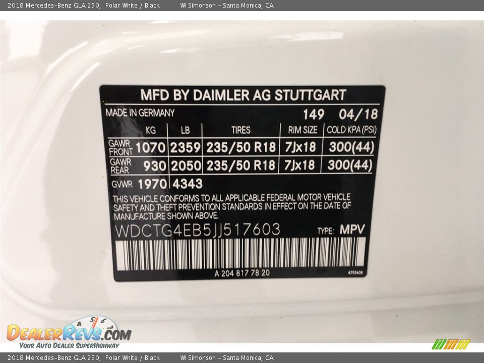 2018 Mercedes-Benz GLA 250 Polar White / Black Photo #11