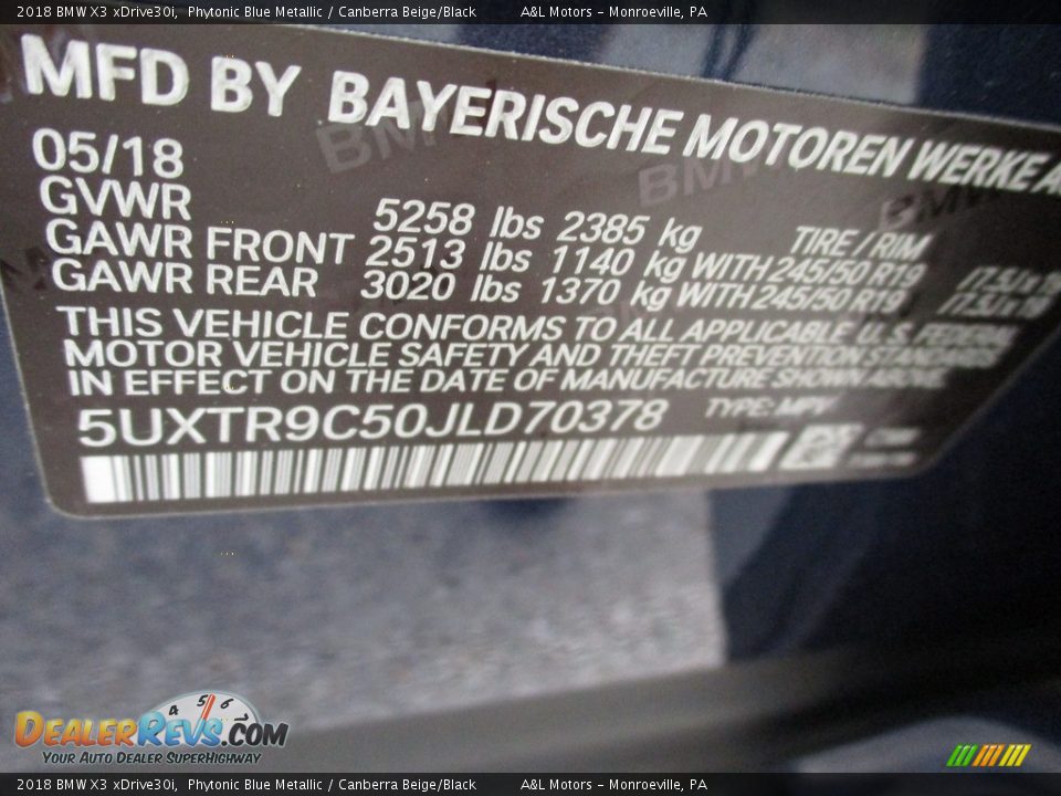 2018 BMW X3 xDrive30i Phytonic Blue Metallic / Canberra Beige/Black Photo #19