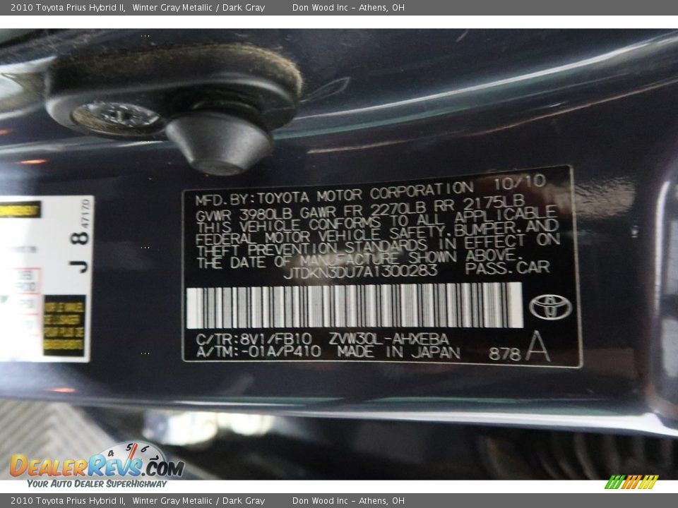 2010 Toyota Prius Hybrid II Winter Gray Metallic / Dark Gray Photo #36