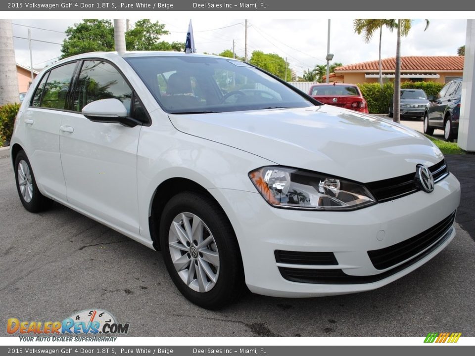 2015 Volkswagen Golf 4 Door 1.8T S Pure White / Beige Photo #2