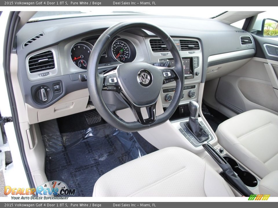2015 Volkswagen Golf 4 Door 1.8T S Pure White / Beige Photo #16