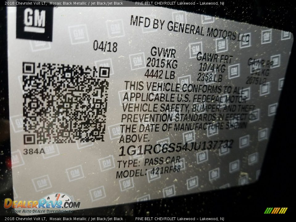 2018 Chevrolet Volt LT Mosaic Black Metallic / Jet Black/Jet Black Photo #9