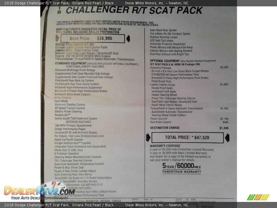 2018 Dodge Challenger R/T Scat Pack Octane Red Pearl / Black Photo #33