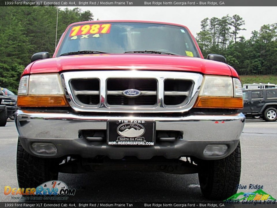1999 Ford Ranger XLT Extended Cab 4x4 Bright Red / Medium Prairie Tan Photo #4