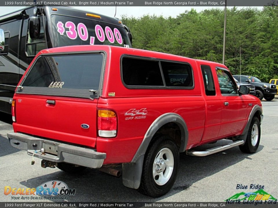 1999 Ford Ranger XLT Extended Cab 4x4 Bright Red / Medium Prairie Tan Photo #6