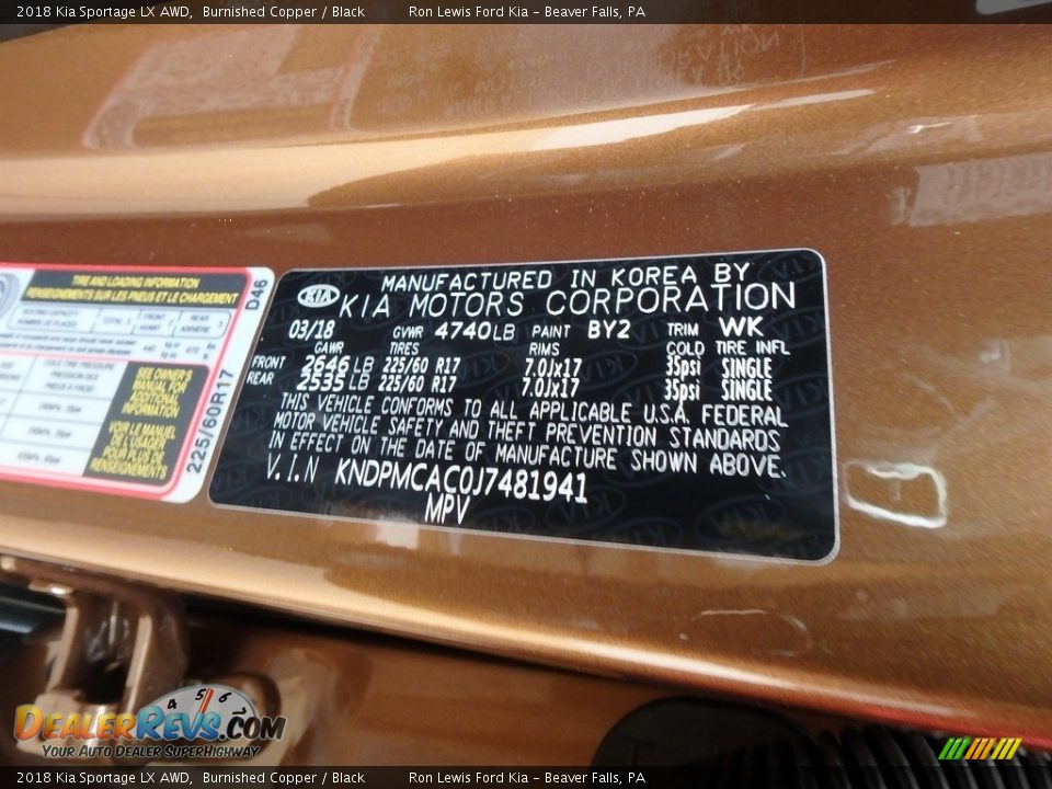 2018 Kia Sportage LX AWD Burnished Copper / Black Photo #14