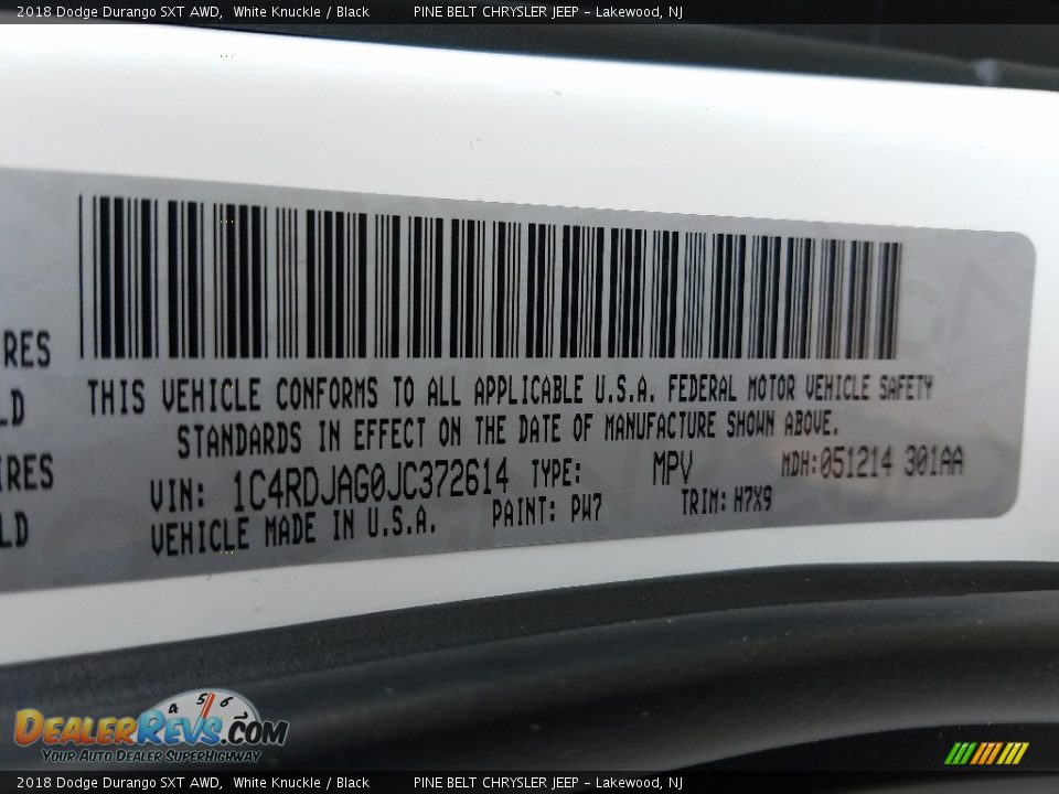 2018 Dodge Durango SXT AWD White Knuckle / Black Photo #9