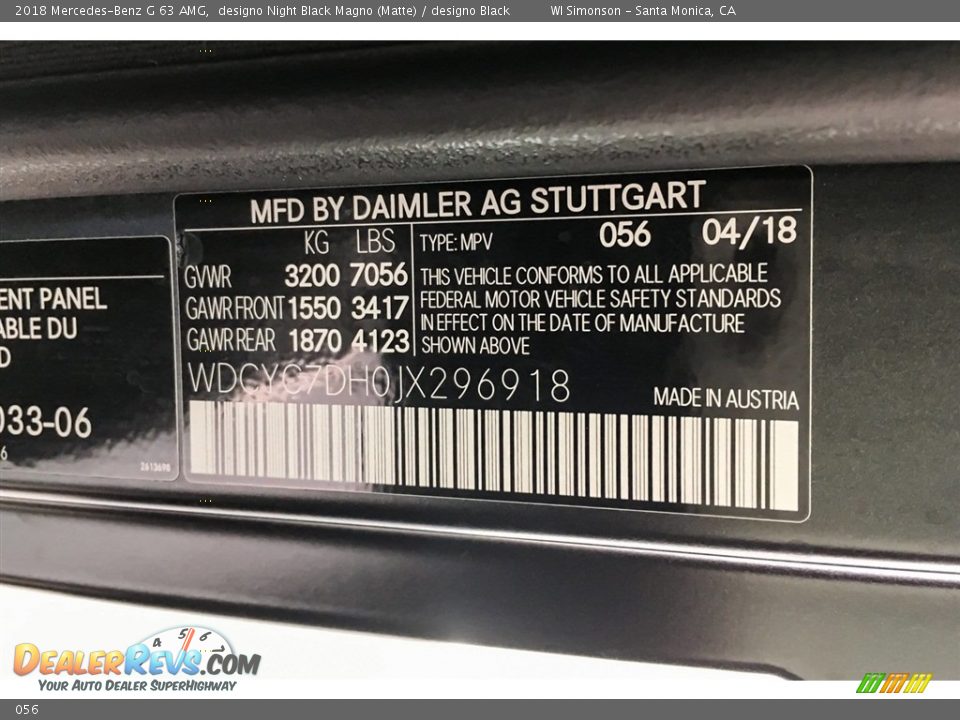 Mercedes-Benz Color Code 056 designo Night Black Magno (Matte)