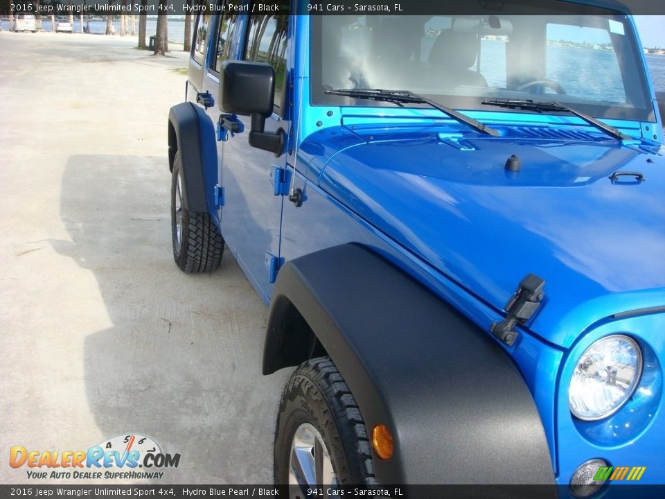 2016 Jeep Wrangler Unlimited Sport 4x4 Hydro Blue Pearl / Black Photo #9
