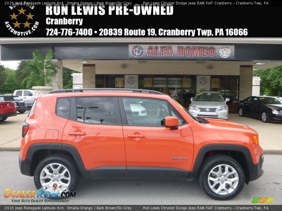 2016 Jeep Renegade Latitude 4x4 Omaha Orange / Bark Brown/Ski Grey Photo #1