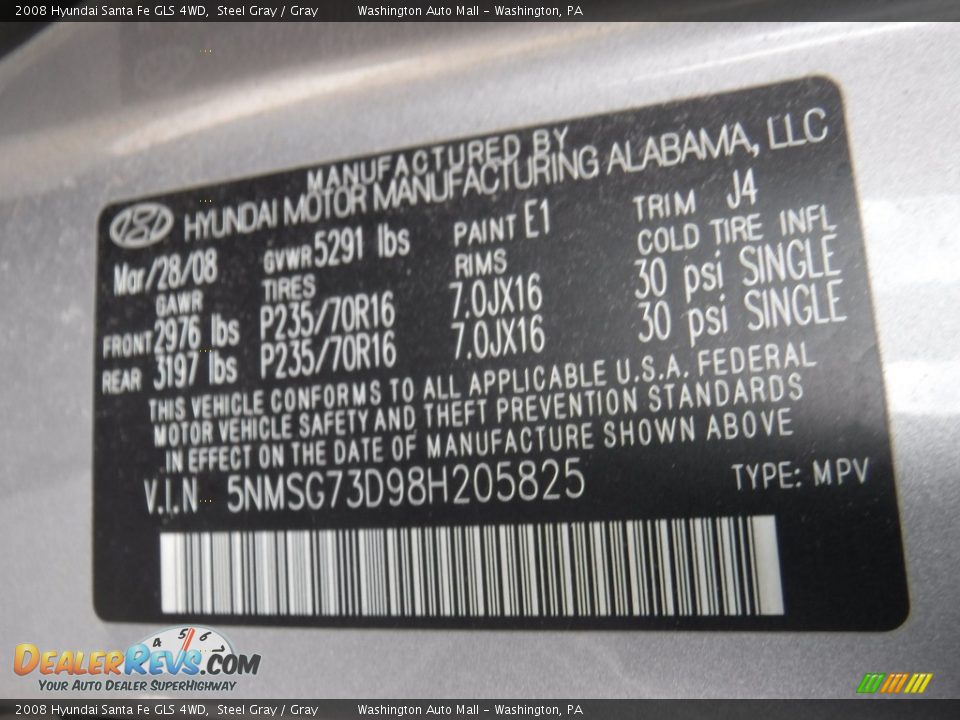2008 Hyundai Santa Fe GLS 4WD Steel Gray / Gray Photo #26