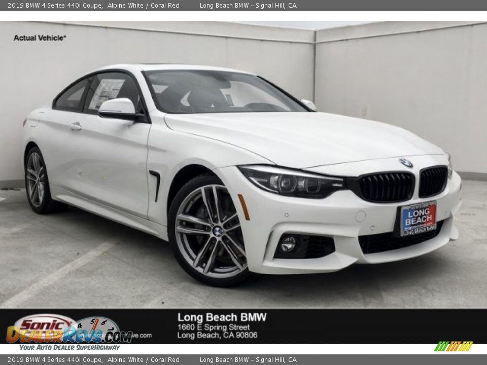 2019 BMW 4 Series 440i Coupe Alpine White / Coral Red Photo #1
