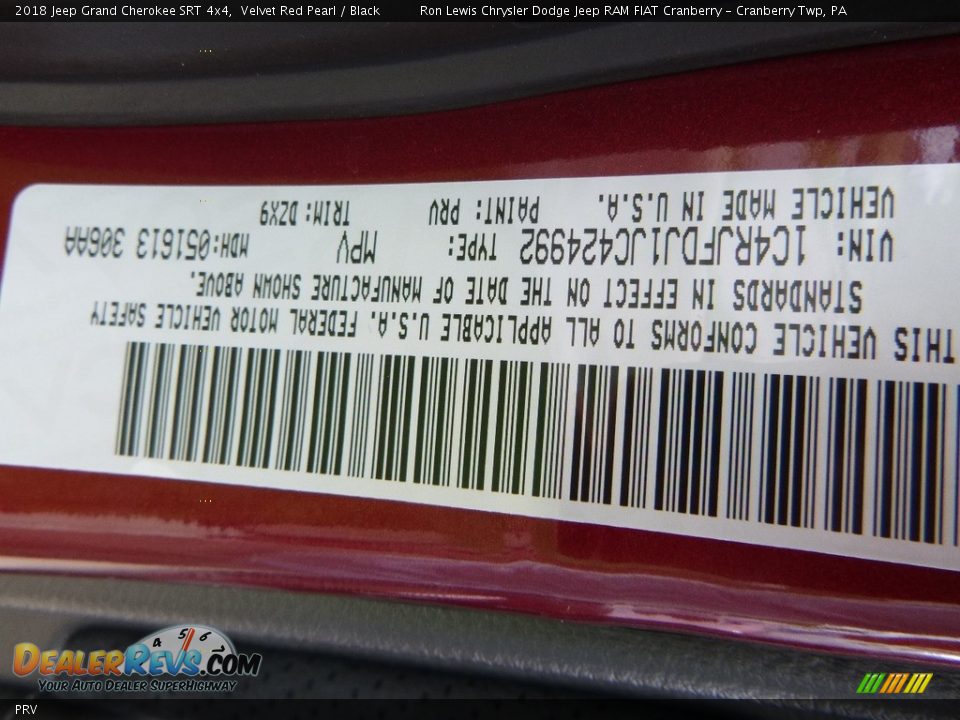 Jeep Color Code PRV Velvet Red Pearl