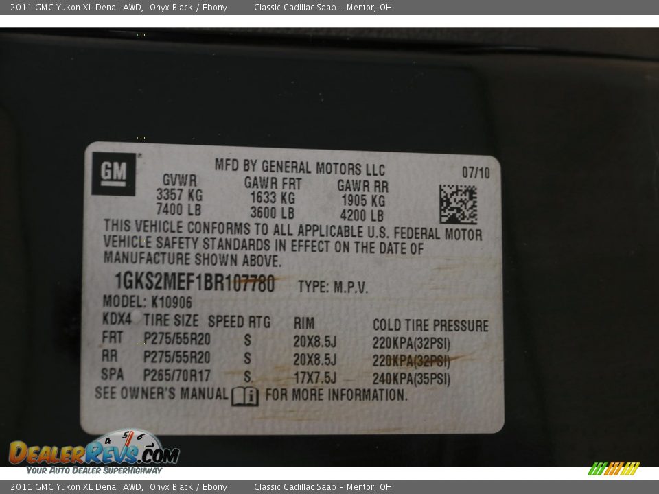 2011 GMC Yukon XL Denali AWD Onyx Black / Ebony Photo #20