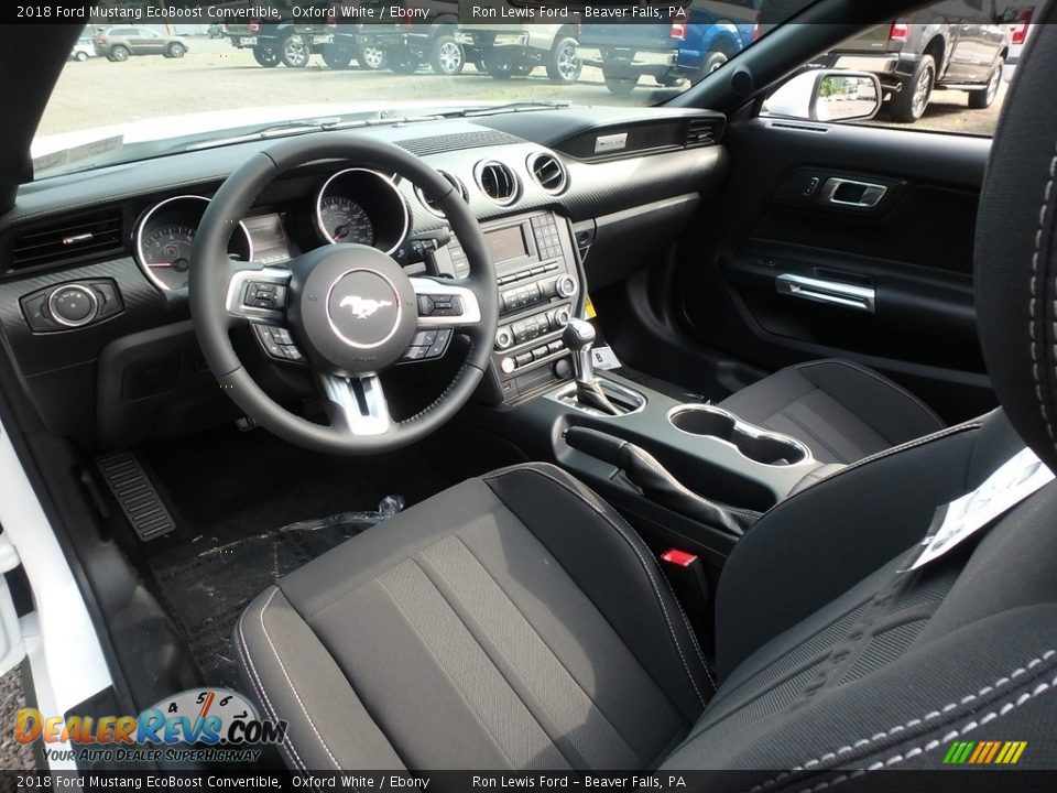 Ebony Interior - 2018 Ford Mustang EcoBoost Convertible Photo #13