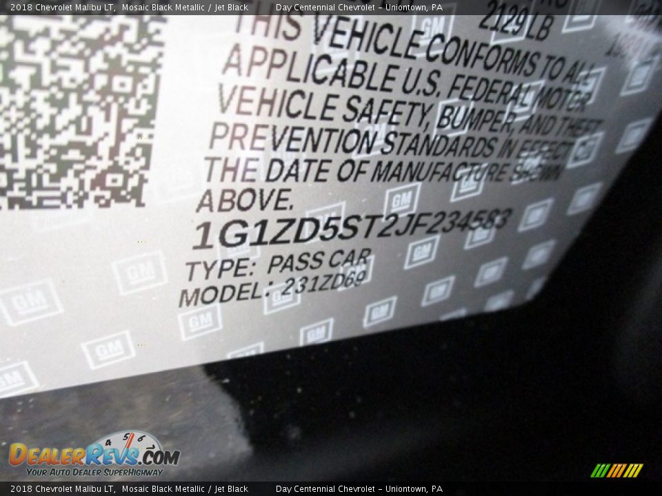 2018 Chevrolet Malibu LT Mosaic Black Metallic / Jet Black Photo #19