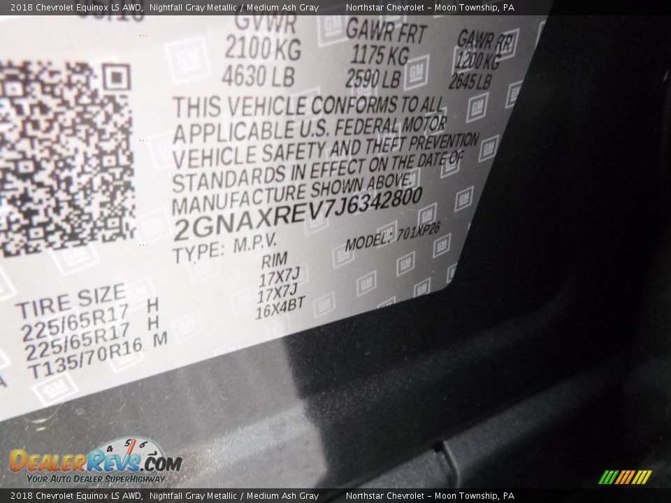 2018 Chevrolet Equinox LS AWD Nightfall Gray Metallic / Medium Ash Gray Photo #16
