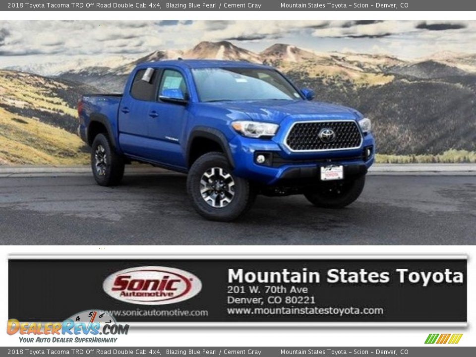 2018 Toyota Tacoma TRD Off Road Double Cab 4x4 Blazing Blue Pearl / Cement Gray Photo #1
