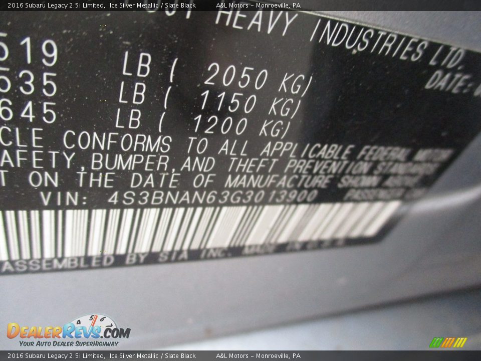 2016 Subaru Legacy 2.5i Limited Ice Silver Metallic / Slate Black Photo #19