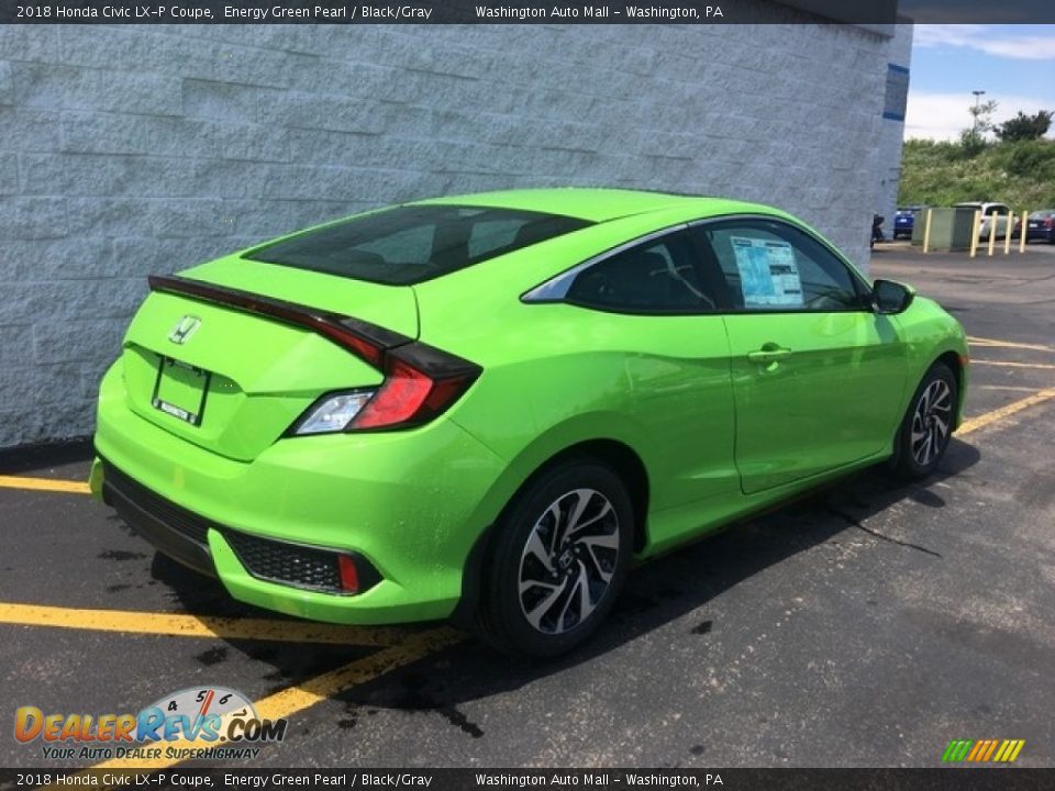 2018 Honda Civic LX-P Coupe Energy Green Pearl / Black/Gray Photo #4