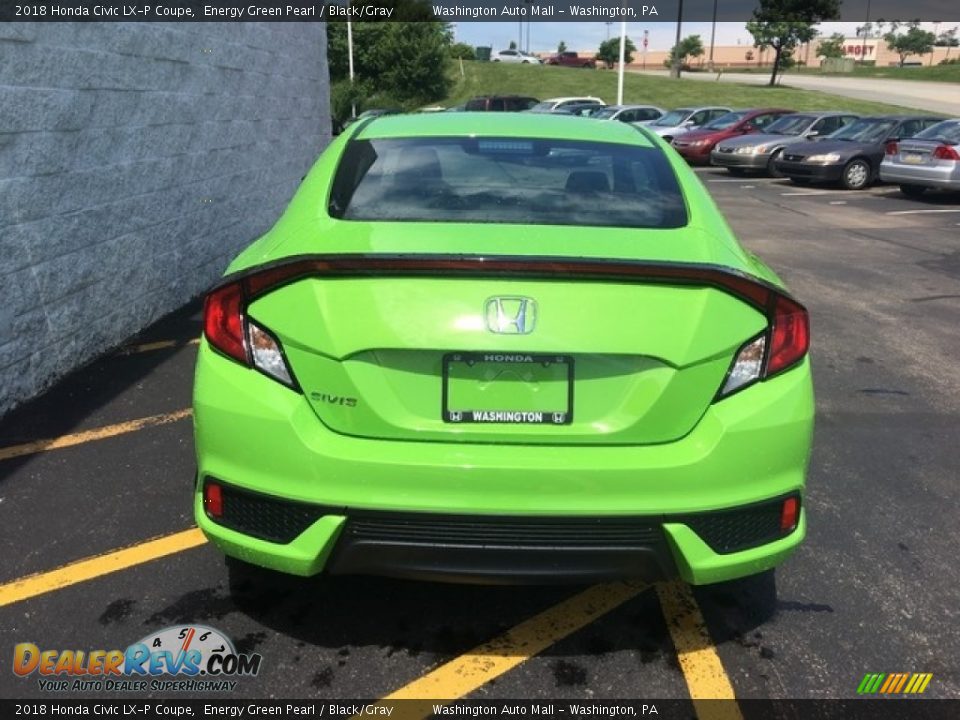 2018 Honda Civic LX-P Coupe Energy Green Pearl / Black/Gray Photo #5