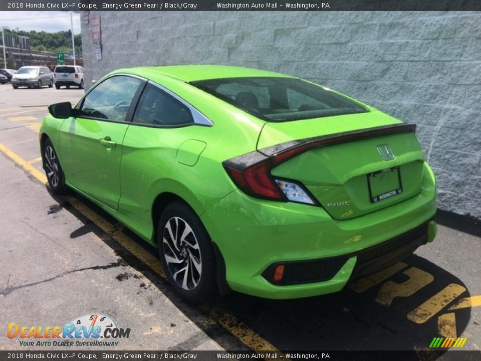2018 Honda Civic LX-P Coupe Energy Green Pearl / Black/Gray Photo #6