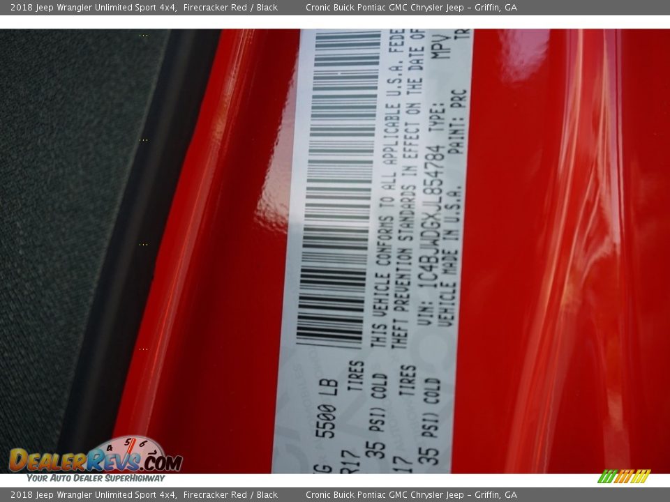 2018 Jeep Wrangler Unlimited Sport 4x4 Firecracker Red / Black Photo #14