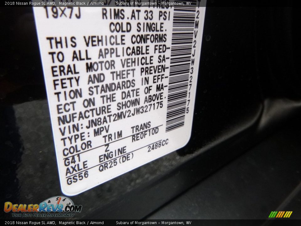2018 Nissan Rogue SL AWD Magnetic Black / Almond Photo #17