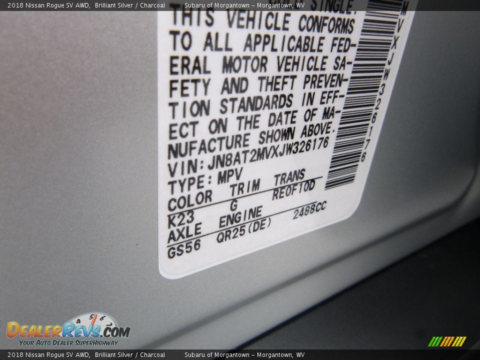 2018 Nissan Rogue SV AWD Brilliant Silver / Charcoal Photo #16