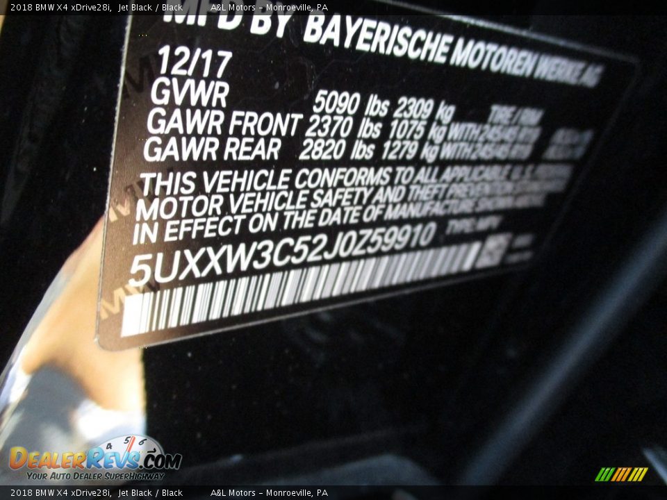 2018 BMW X4 xDrive28i Jet Black / Black Photo #19
