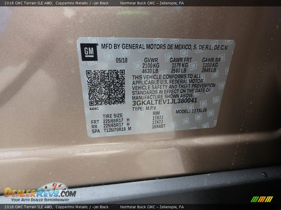2018 GMC Terrain SLE AWD Coppertino Metallic / ­Jet Black Photo #15