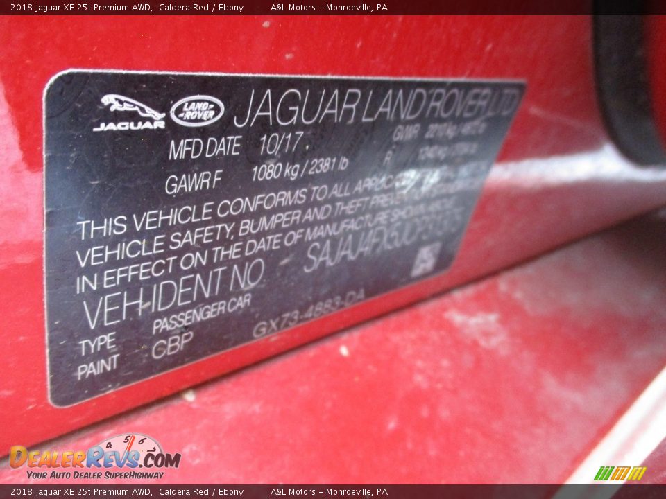 2018 Jaguar XE 25t Premium AWD Caldera Red / Ebony Photo #19