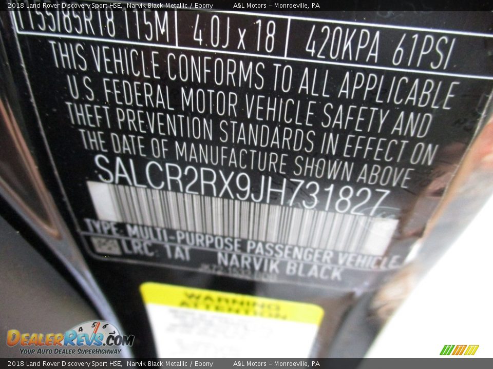 2018 Land Rover Discovery Sport HSE Narvik Black Metallic / Ebony Photo #19