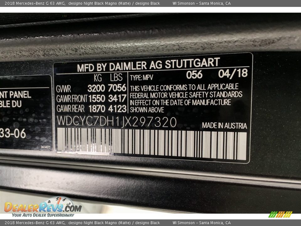 2018 Mercedes-Benz G 63 AMG designo Night Black Magno (Matte) / designo Black Photo #18