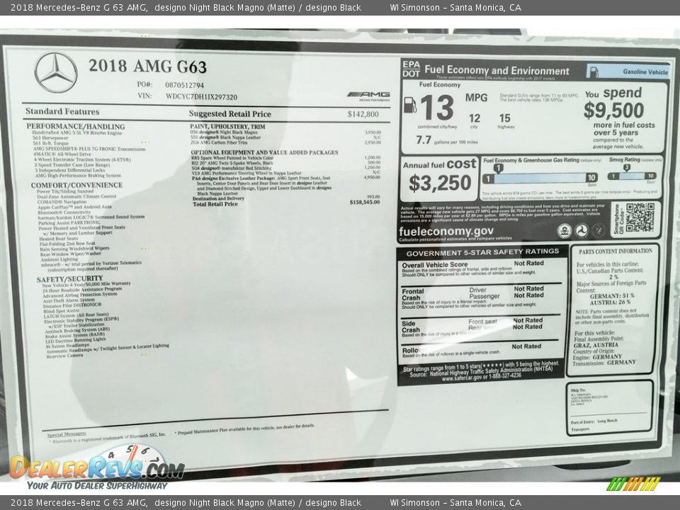 2018 Mercedes-Benz G 63 AMG designo Night Black Magno (Matte) / designo Black Photo #22