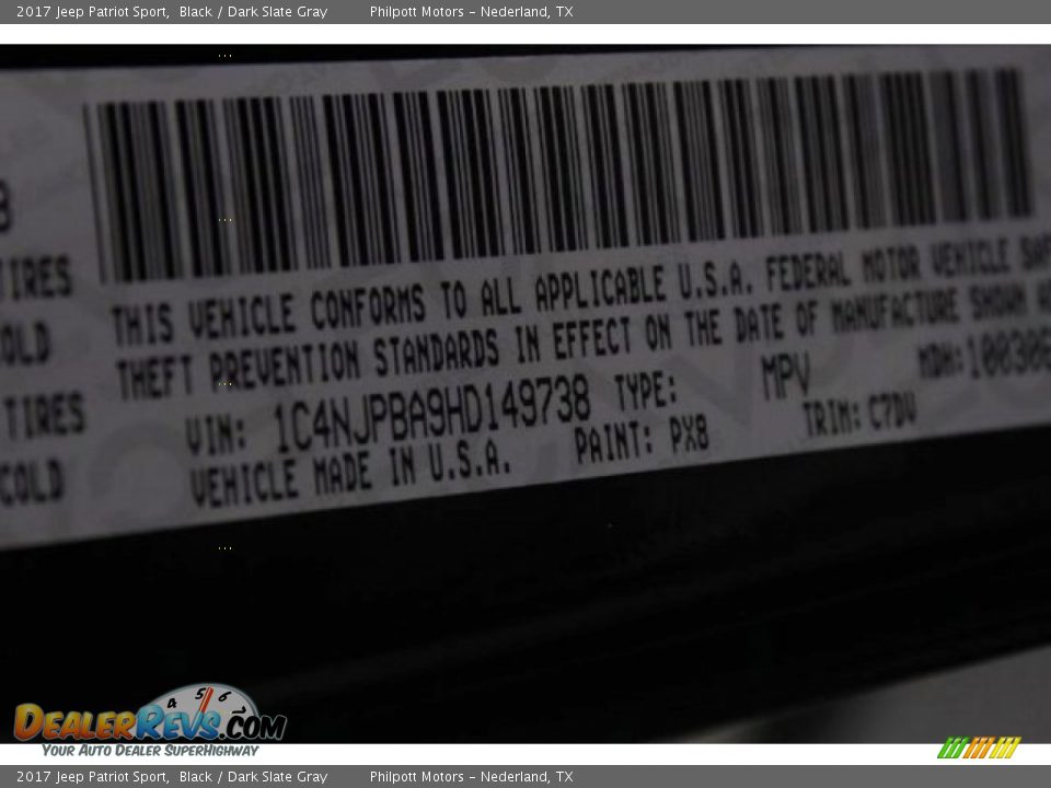 2017 Jeep Patriot Sport Black / Dark Slate Gray Photo #33