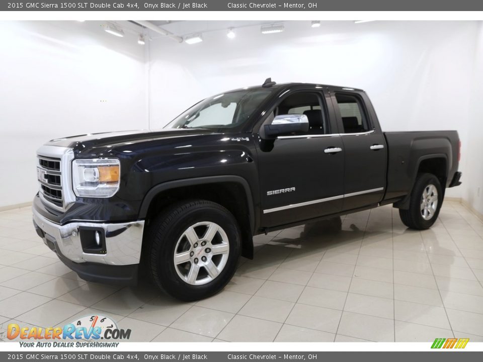 2015 GMC Sierra 1500 SLT Double Cab 4x4 Onyx Black / Jet Black Photo #3